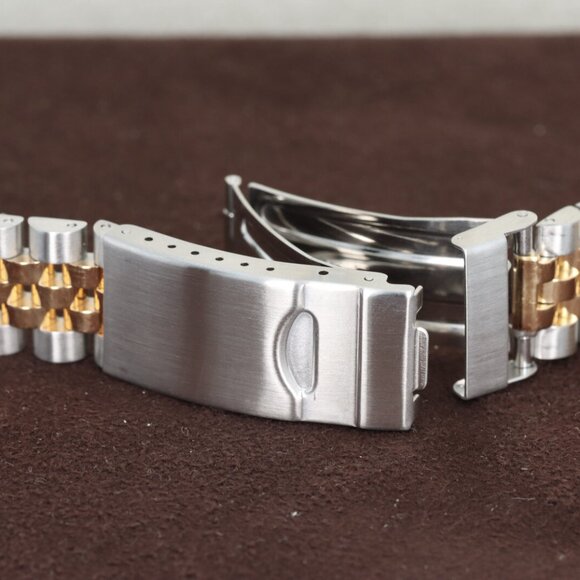 Hadley-Roma 20mm Men's Solid Link Gold Plated &Steel Watch Bracelet/Band,MB4217T - Picture 2 of 3